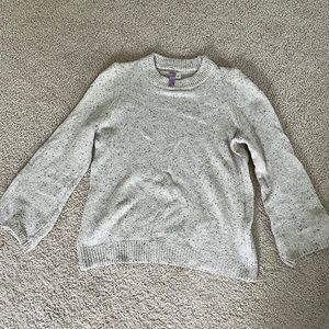 Alya speckled white sweater with button sleeves